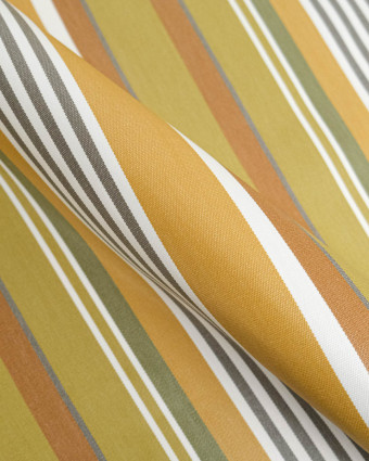 Tissu Enduit à Rayures Vert Ocre - Mercerine