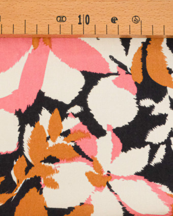 Popeline de Viscose Imprimée Alessia Rose Camel - Maison Klem