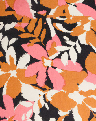Popeline de Viscose Imprimée Alessia Rose Camel - Maison Klem