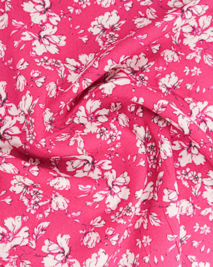 Popeline de Viscose Imprimée Clothilde Orchidée - Mercerine