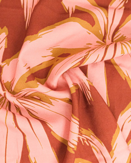 Popeline de Viscose Imprimée Anita Marsala Cacao - Mercerine