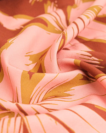 Popeline de Viscose Imprimée Anita Marsala Cacao - Mercerine