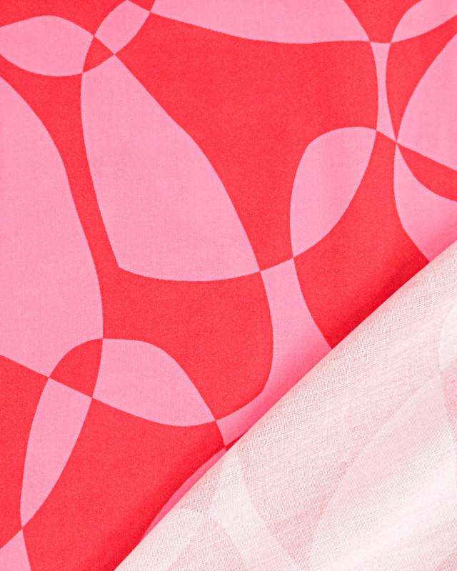 Popeline de Viscose Imprimée Petula Rose Rouge - Mercerine