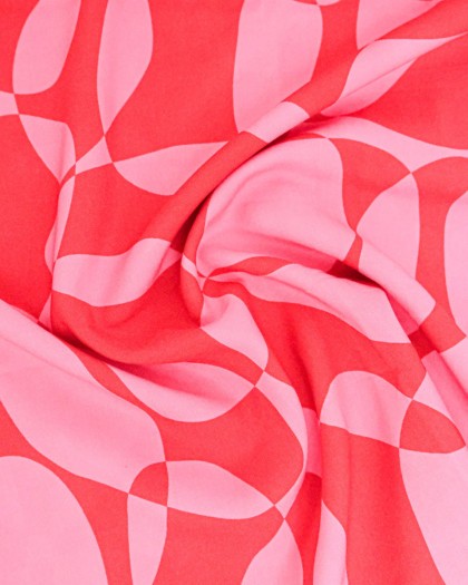 Popeline de Viscose Imprimée Petula Rose Rouge - Mercerine