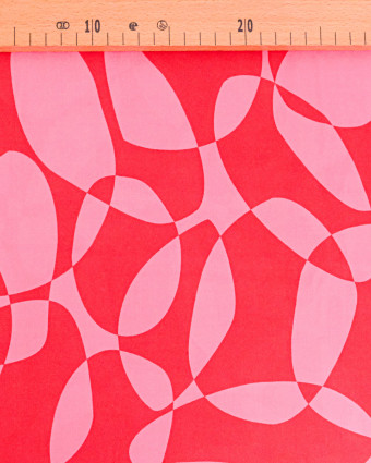 Popeline de Viscose Imprimée Petula Rose Rouge - Mercerine