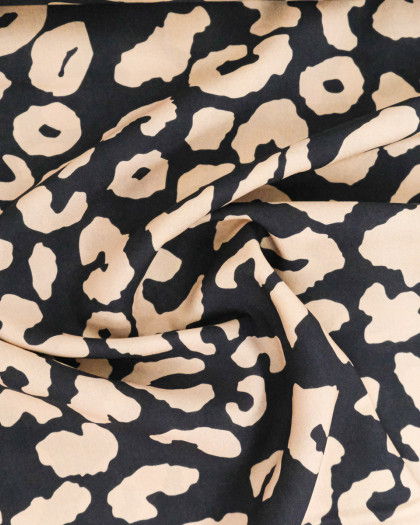 Popeline de Viscose Imprimée Savane Fond Noir - Mercerine