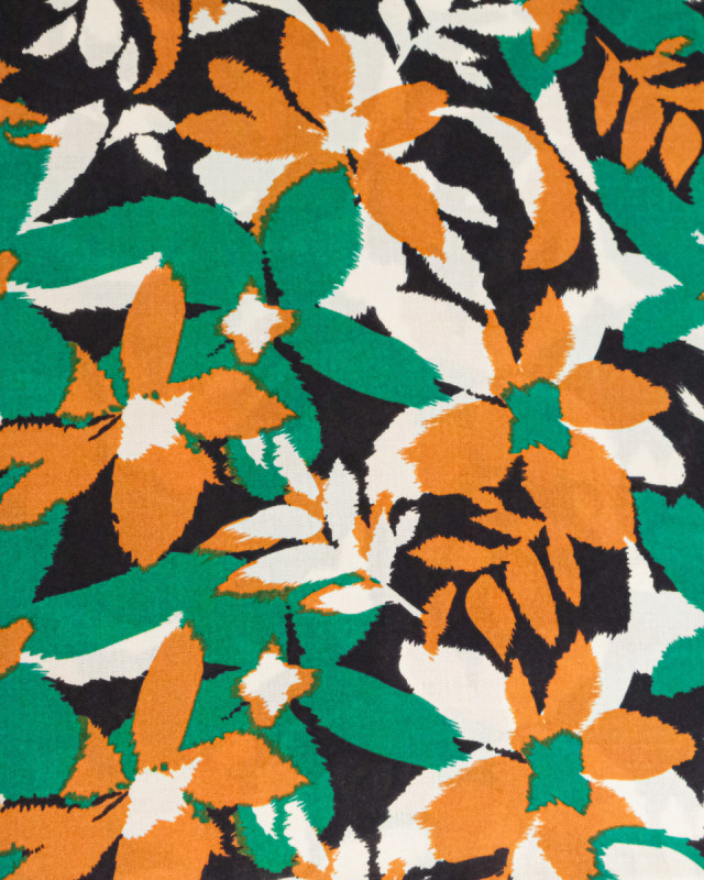 Popeline de Viscose Imprimée Alessia Vert Camel - Mercerine