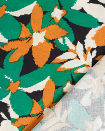 Popeline de Viscose Imprimée Alessia Vert Camel - Mercerine