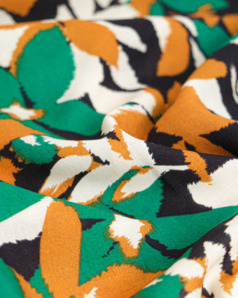 Popeline de Viscose Imprimée Alessia Vert Camel - Mercerine