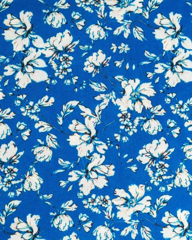 Popeline de Viscose Imprimée Clothilde Bleu - Mercerine