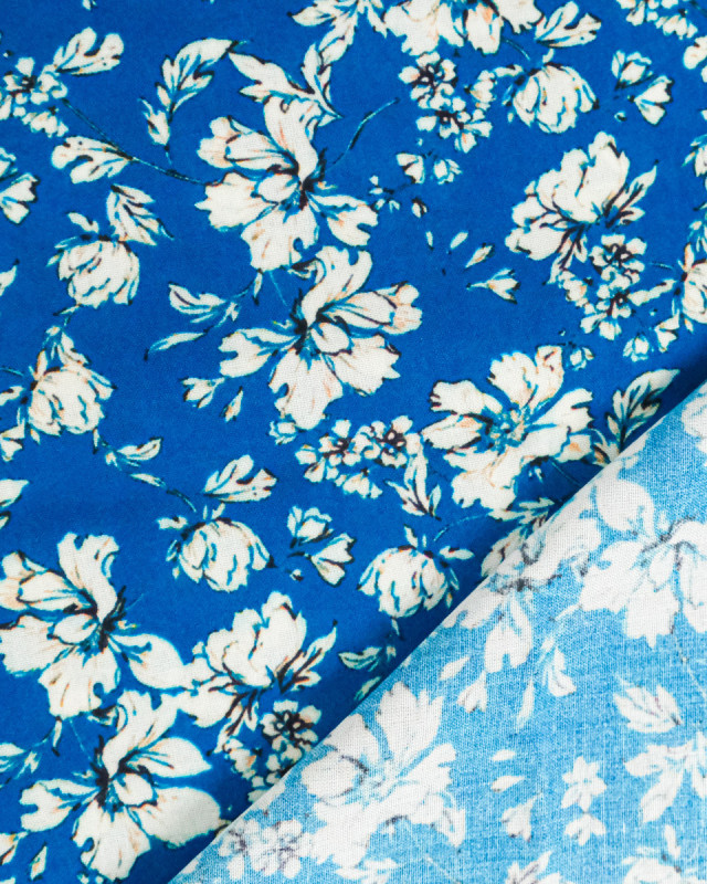 Popeline de Viscose Imprimée Clothilde Bleu - Mercerine