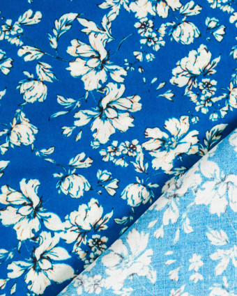 Popeline de Viscose Imprimée Clothilde Bleu - Mercerine