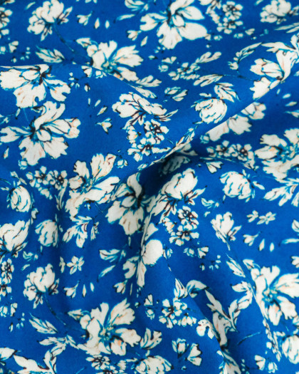 Popeline de Viscose Imprimée Clothilde Bleu - Mercerine