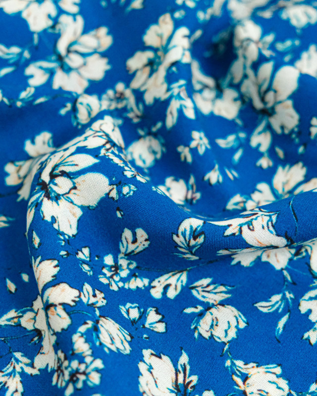 Popeline de Viscose Imprimée Clothilde Bleu - Mercerine
