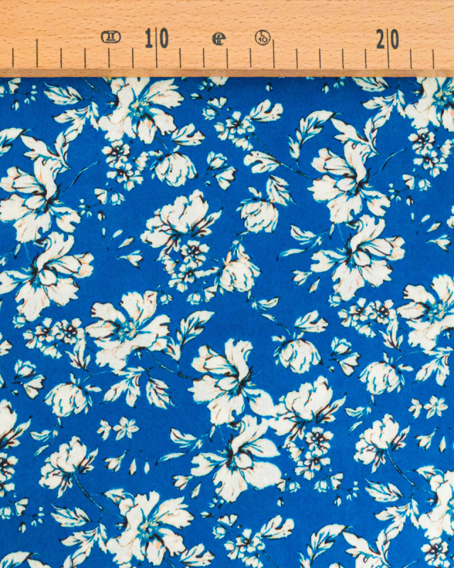 Popeline de Viscose Imprimée Clothilde Bleu - Mercerine