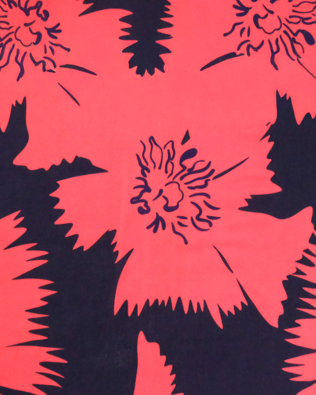 Popeline de Viscose Imprimée Dana Rouge Marine - Mercerine