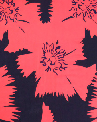 Popeline de Viscose Imprimée Dana Rouge Marine - Mercerine