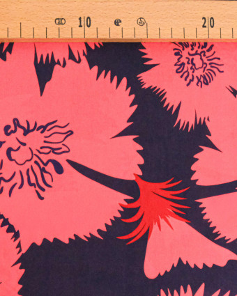 Popeline de Viscose Imprimée Dana Rouge Marine - Mercerine