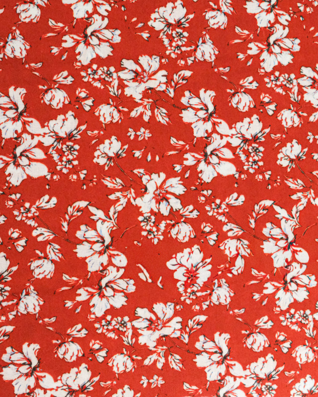 Popeline de Viscose Imprimée Clothilde Terracotta - Mercerine
