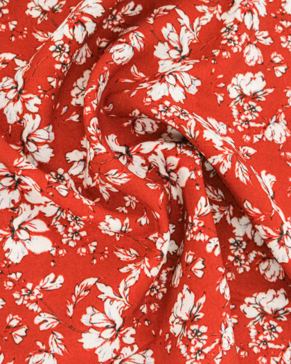 Popeline de Viscose Imprimée Clothilde Terracotta - Mercerine