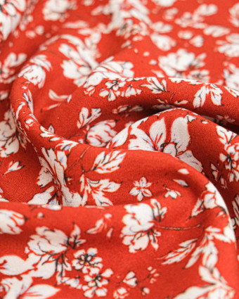 Popeline de Viscose Imprimée Clothilde Terracotta - Mercerine