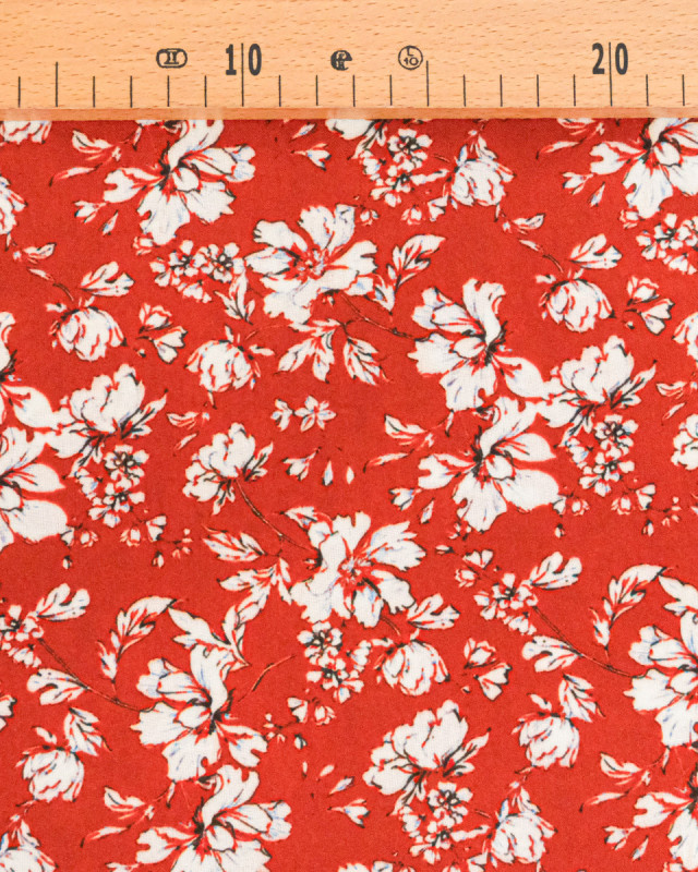 Popeline de Viscose Imprimée Clothilde Terracotta - Mercerine