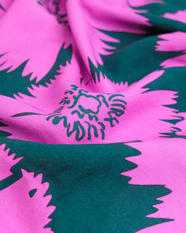 Popeline de Viscose Imprimée Dana Vert Orchidée - Mercerine
