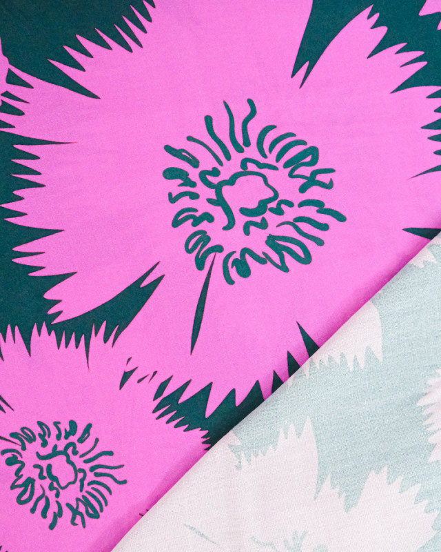 Popeline de Viscose Imprimée Dana Vert Orchidée - Mercerine