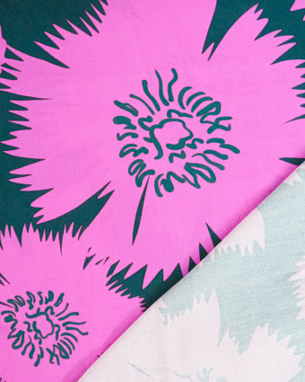 Popeline de Viscose Imprimée Dana Vert Orchidée - Mercerine