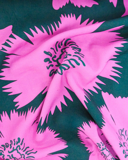 Popeline de Viscose Imprimée Dana Vert Orchidée - Mercerine