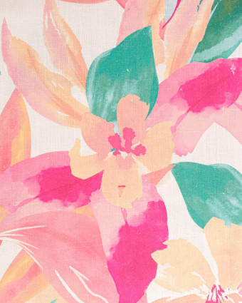 Viscose Lin Imprimé Bouquet Rose Pétale - Mercerine