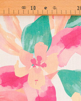 Viscose Lin Imprimé Bouquet Rose Pétale - Mercerine