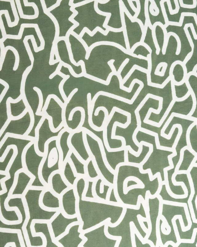 Viscose Mélangée Imprimé Abstraction Kaki - Mercerine