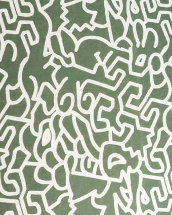Viscose Mélangée Imprimé Abstraction Kaki - Mercerine