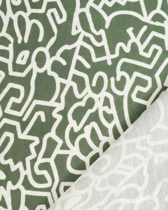 Viscose Mélangée Imprimé Abstraction Kaki - Mercerine