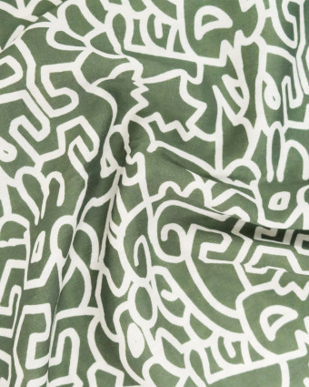Viscose Mélangée Imprimé Abstraction Kaki - Mercerine