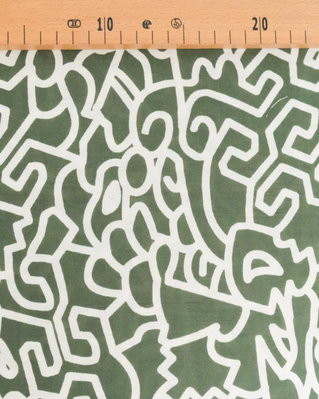 Viscose Mélangée Imprimé Abstraction Kaki - Mercerine