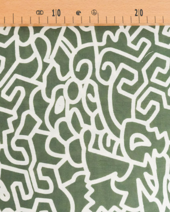 Viscose Mélangée Imprimé Abstraction Kaki - Mercerine