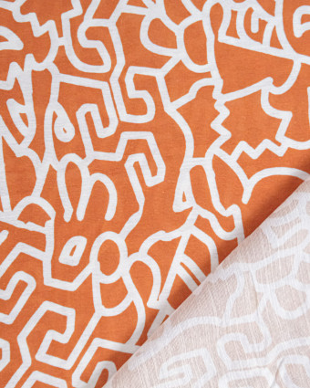 Viscose Mélangée Imprimé Abstraction Terracotta - Mercerine