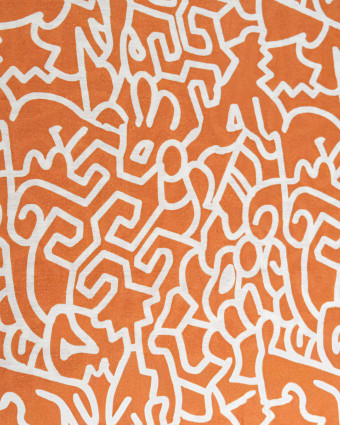 Viscose Mélangée Imprimé Abstraction Terracotta - Mercerine
