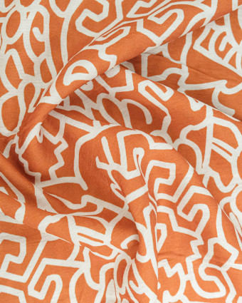 Viscose Mélangée Imprimé Abstraction Terracotta - Mercerine