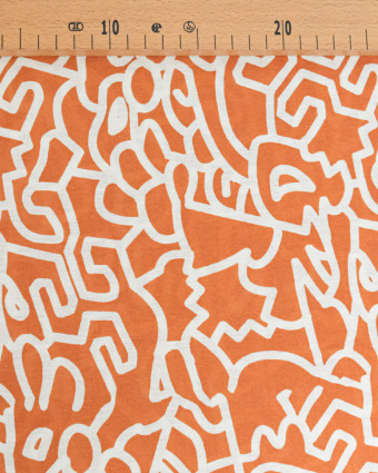Viscose Mélangée Imprimé Abstraction Terracotta - Mercerine