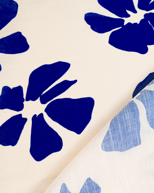 Viscose Mélangée Imprimé Jolia Bleu - Mercerine
