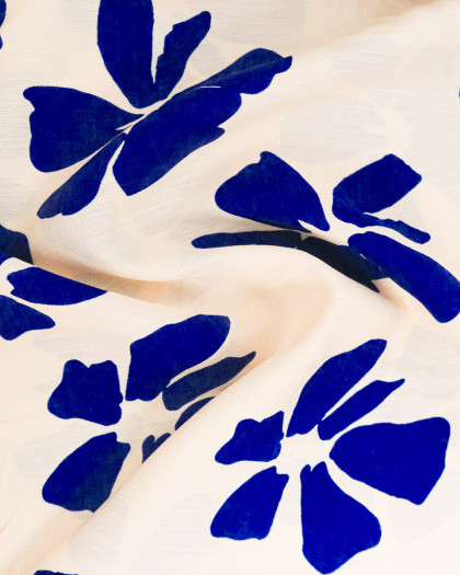Viscose Mélangée Imprimé Jolia Bleu - Mercerine