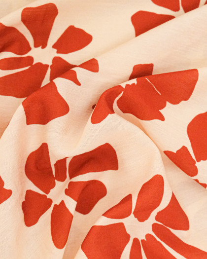 Viscose Mélangée Imprimé Jolia Terracotta - Mercerine