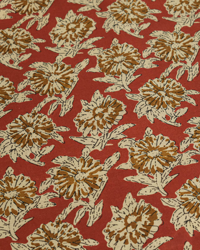 Tissu Coton Imprimé Vintage Terracotta - Mercerine