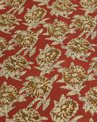 Tissu Coton Imprimé Vintage Terracotta - Mercerine
