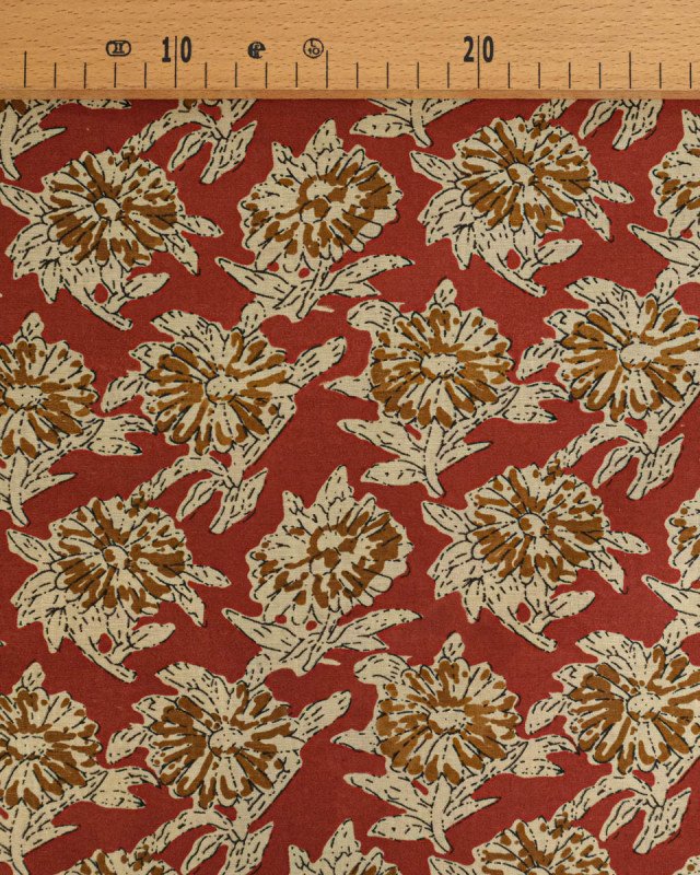 Tissu Coton Imprimé Vintage Terracotta - Mercerine