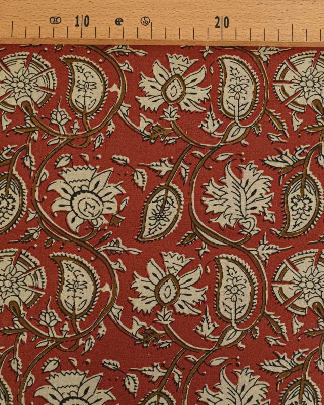 Tissu Coton Imprimé Vintage Terre de Sienne - Mercerine
