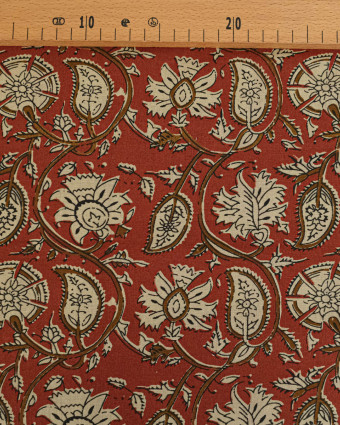 Tissu Coton Imprimé Vintage Terre de Sienne - Mercerine